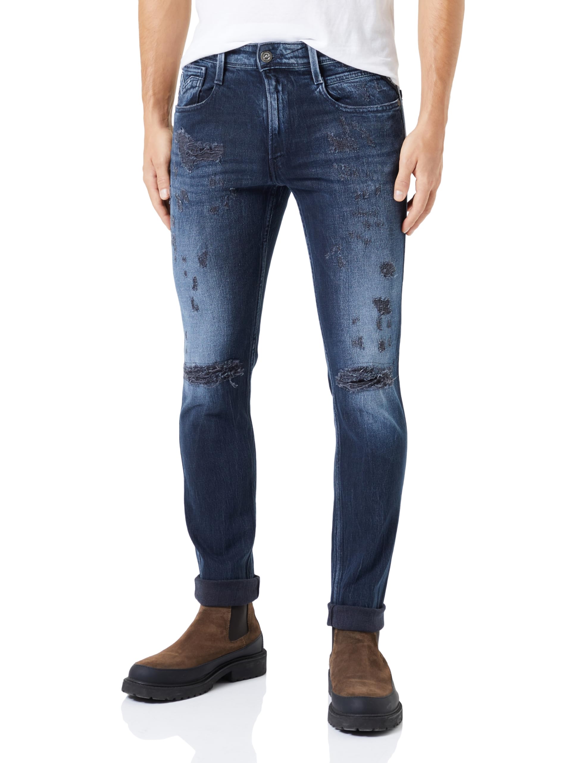 Replay Herren Jeans Anbass Slim-Fit Broken Edge, Dark Blue 007 (Blau), 29W / 34L