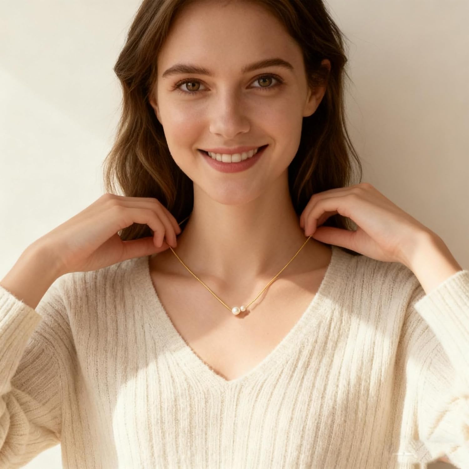 Dainty Gold Pearl Choker Necklace for Women, Delicate Pearl Jewelry, Festival Gift for Her - Image 5