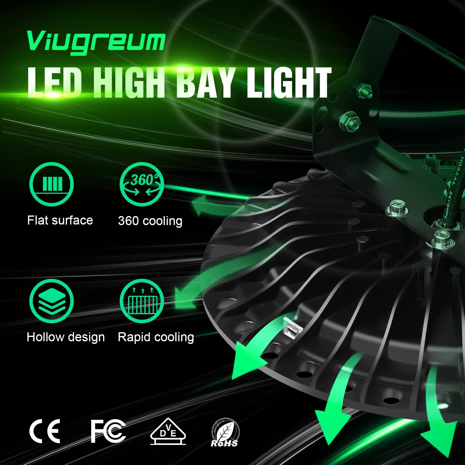 300W UFO Lamps LED High Bay Light IP65 Waterproof LED Lights Commercial Bay Lighting 30000LM 6000K Factory Warehouse — view 2