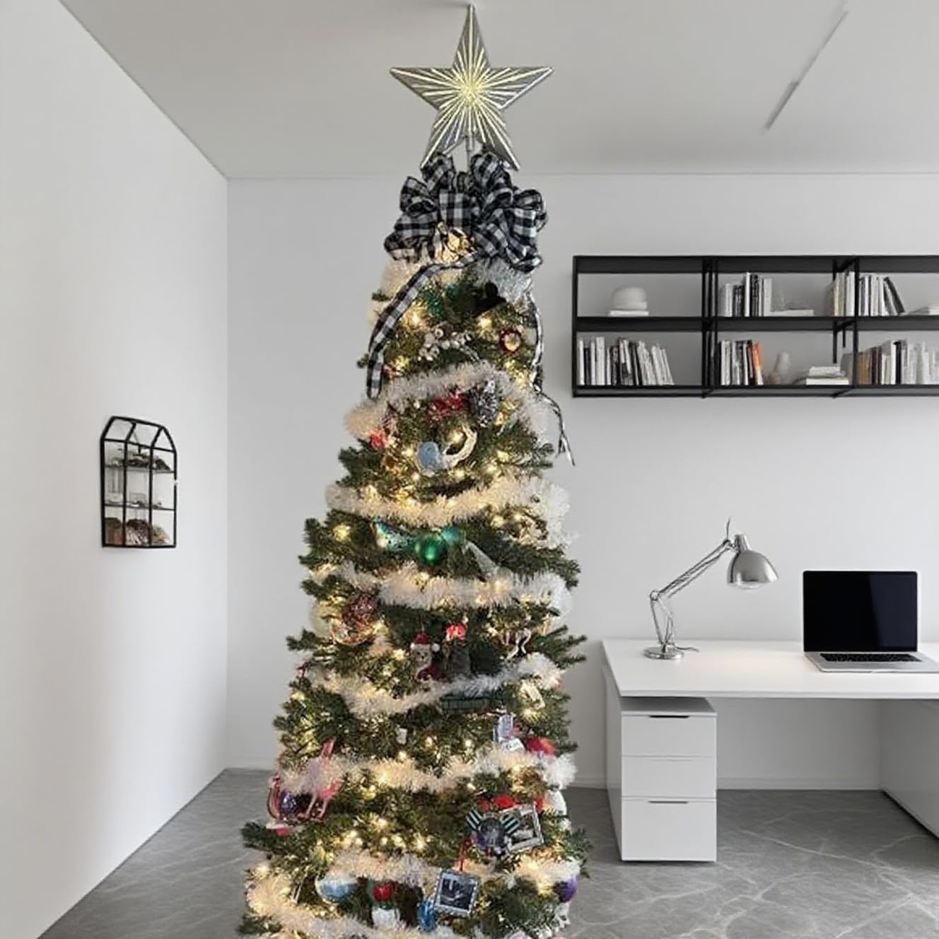 Decoración elegante para árbol de Navidad, decoración de festivales en forma de estrella, para uso en interiores y exteriores, suministros de fiestas, adorno de vacaciones