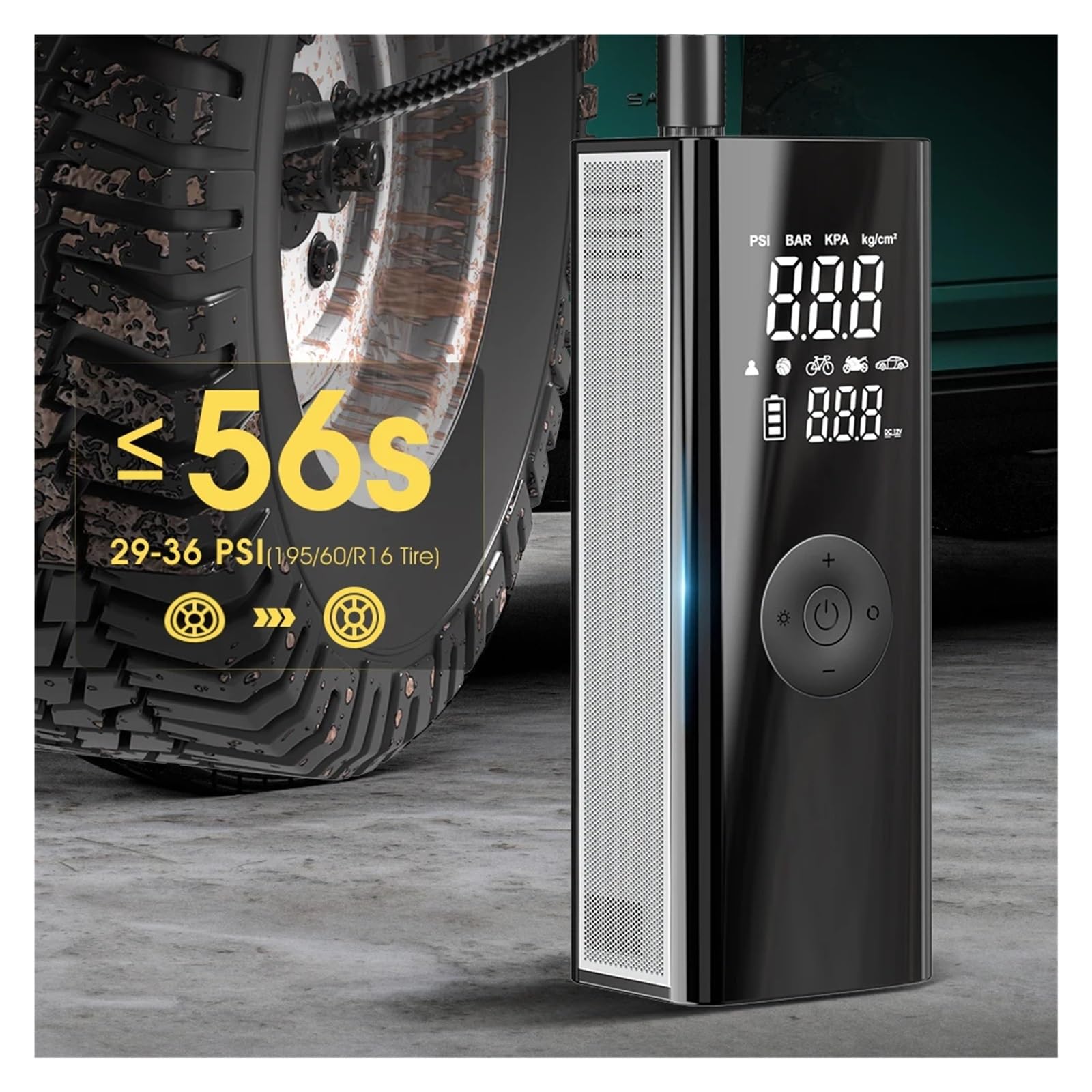 Pompa d'Aria Elettrica Wireless Compressore Portatile 25 Cilindri Gonfiaggio Rapido Adatto for L'emergenza di Viaggio SUV del Camioncino Inflazione Istantanea