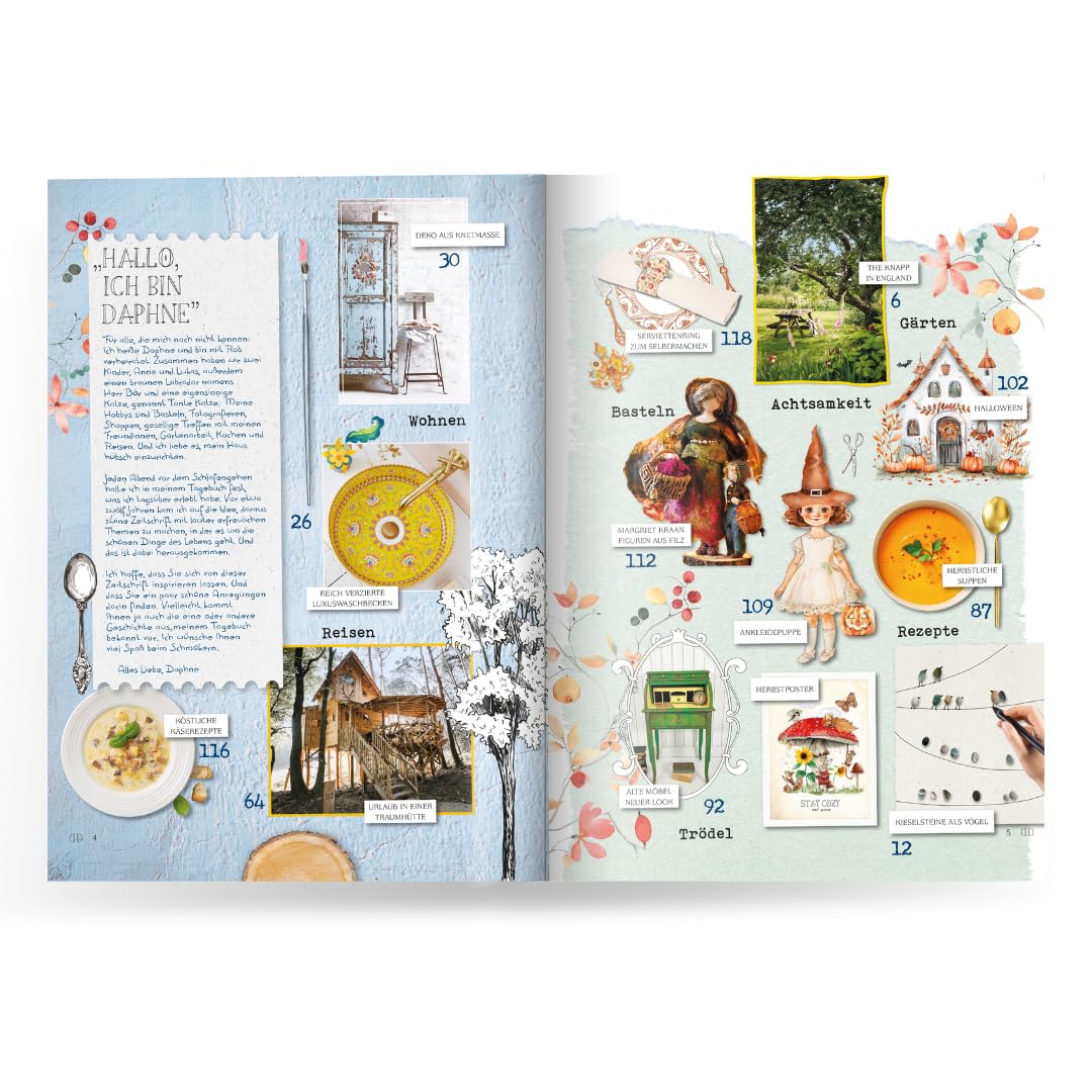 Daphne's Diary Magazyn #7 2024 (niemiecki) | kreatywny podręcznik do rzemiosła artystycznego | interaktywny dziennik do uważności, kolorowania, sztuki, gotowania, podróży | pełen kreatywnych