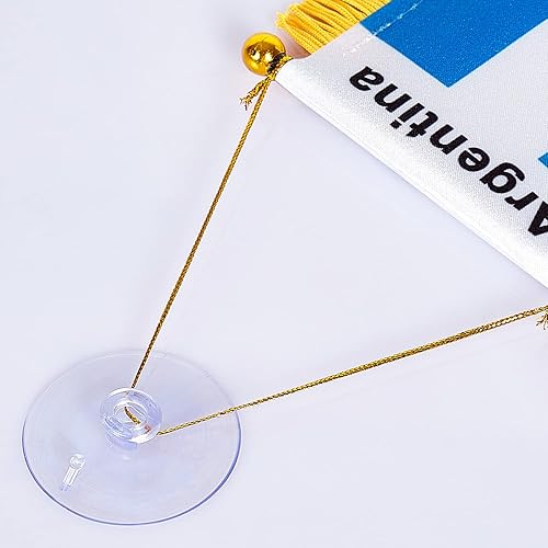 Miniatura 4 de ZXvZYT Bandera argentina colgante de ventana argentina de 3 x 5 pulgadas, mini banderas argentinas para decoración de espejo retrovisor, con ventosa