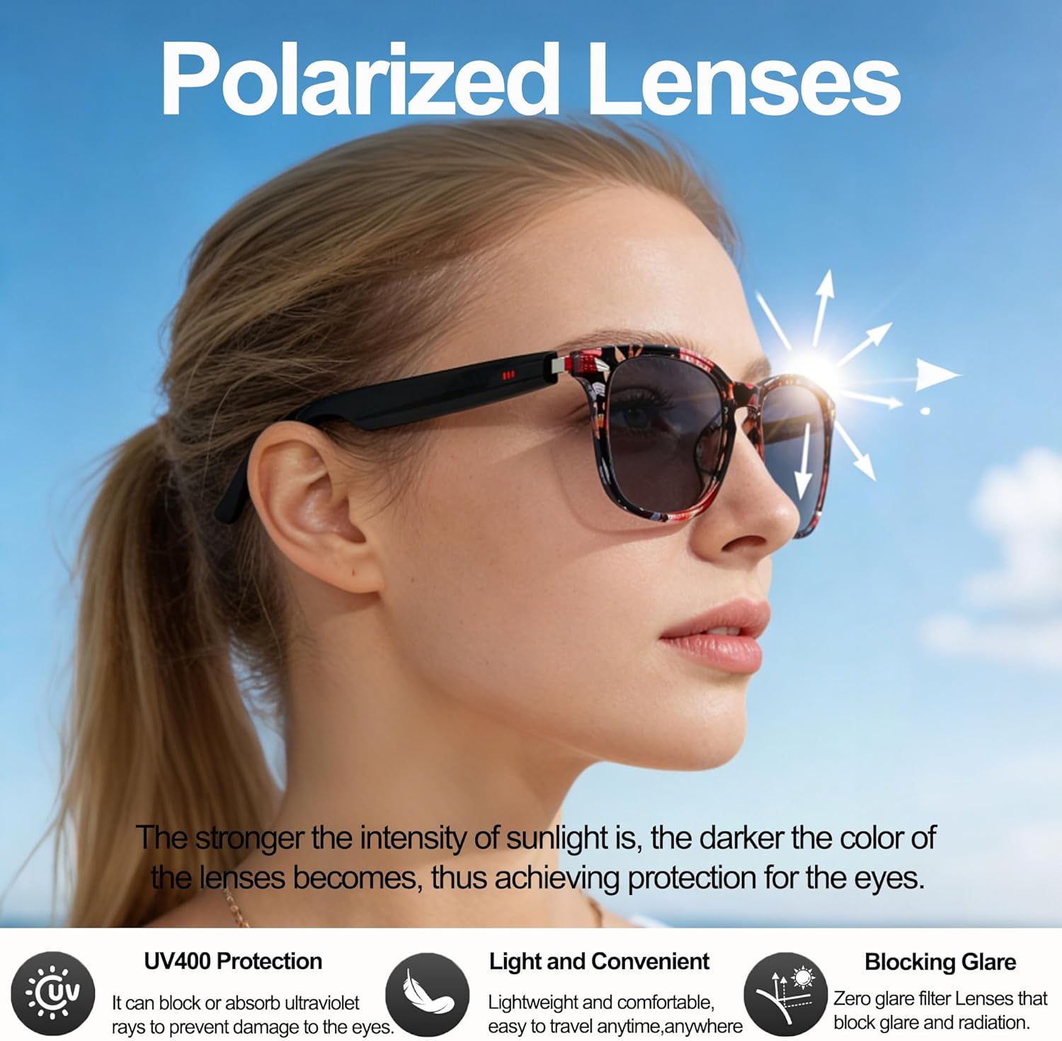 AI Smart Wireless Bluetooth Translation Glasses for Men/Women with Speakers/Bluetooth&140+ Languages Translation Sports/Travel/Drive/Busniess (C3+AI+Color Change Lenses+BaoHua)