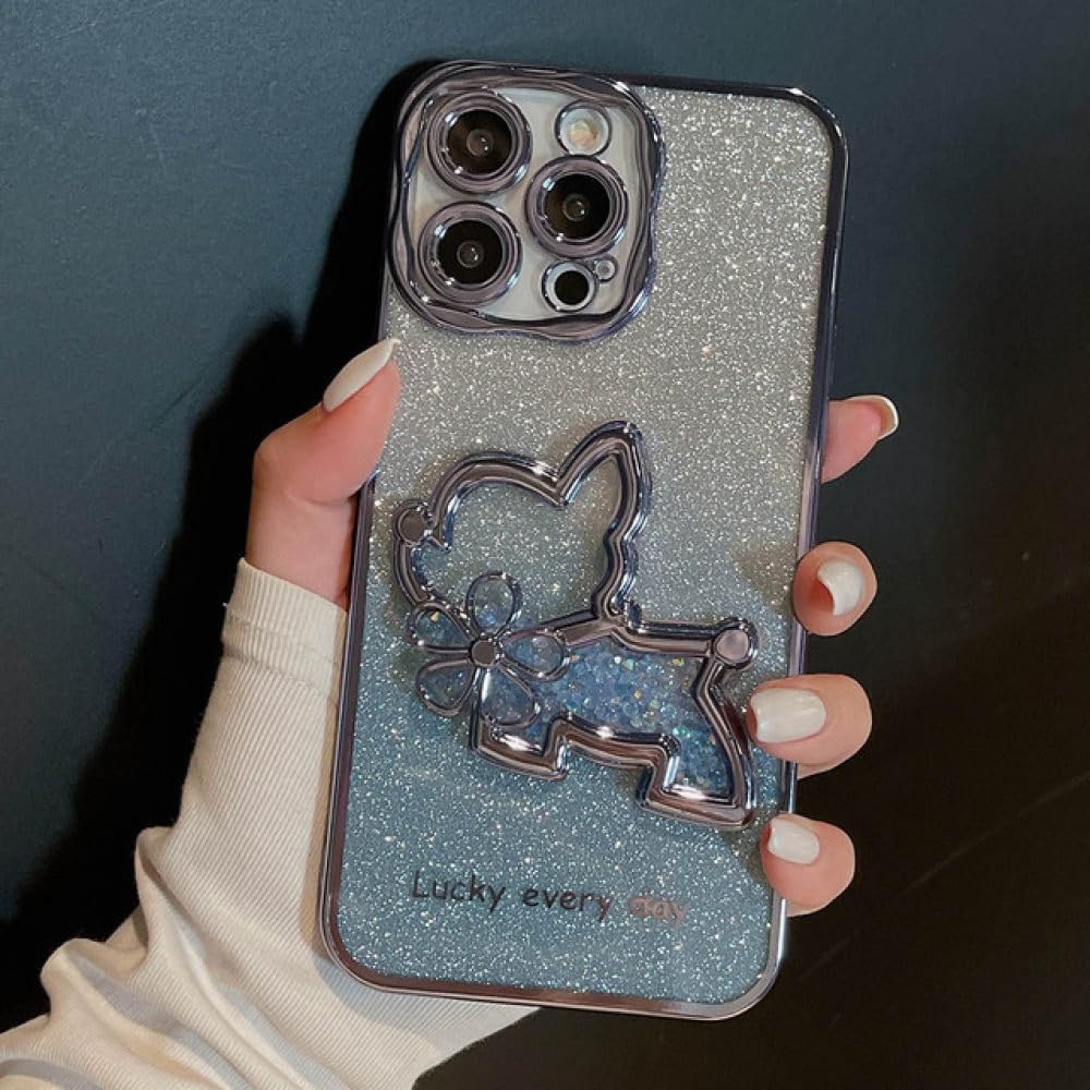 Coque iPhone 11 silicone paillettes dégradé bleu avec antichoc fleur de luxe - 7