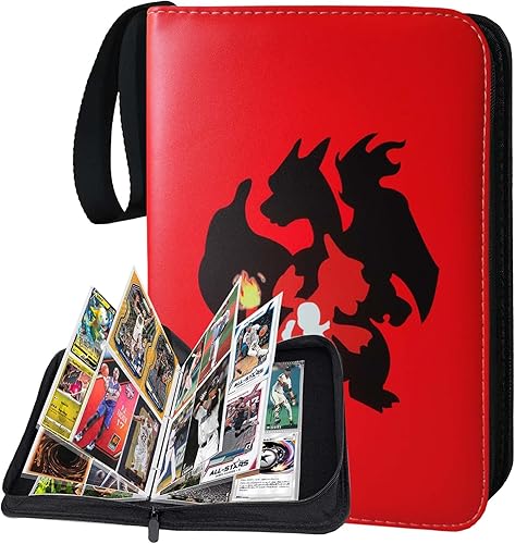 PKMLIFE Carpeta para tarjetas coleccionables, carpeta de tarjetas de béisbol, 4 fundas para tarjetas de bolsillo compatibles con tarjetas Yugioh MTG