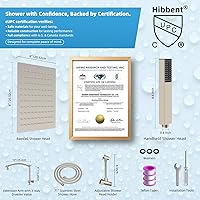 Vista 4 de Hibbent Cabezal de ducha de lluvia de 8 pulgadas de metal completo Certificado CUPC, Combo de cabezal de ducha doble, varita de ducha manual de alta