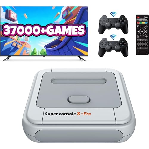Kinhank Super Console X Pro,Retro Video Game Console with 37,000+ Games, Emulator Console Compatible Most Games, Support 4K TV HD/AV Output, 2 Wireless Controllers,Gift for Men