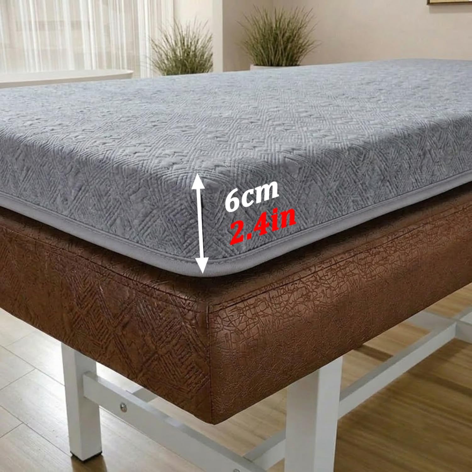 Topper para Camilla de Masaje Viscoelástico Colchoneta para Camilla de Pestañas con Agujero Facial Colchón Profesional para Extensiones de Pestañas Antideslizante(Blanco,190x70x6cm)