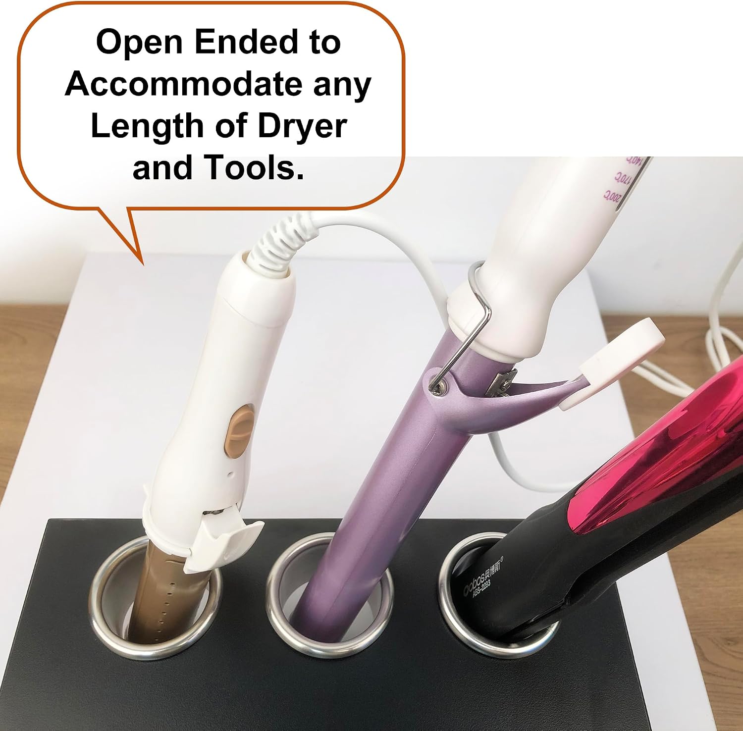 Hair Styling Station with Curling Hot Iron, Organizer Holder for Salon Appliances - 3pcs 2inch Stainless Steel Tubes image 5