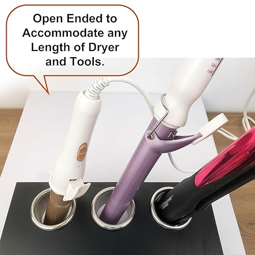 Miniatura 17 de Estación de peinado con secadora, rizador, soporte para peine y organizador de tubos