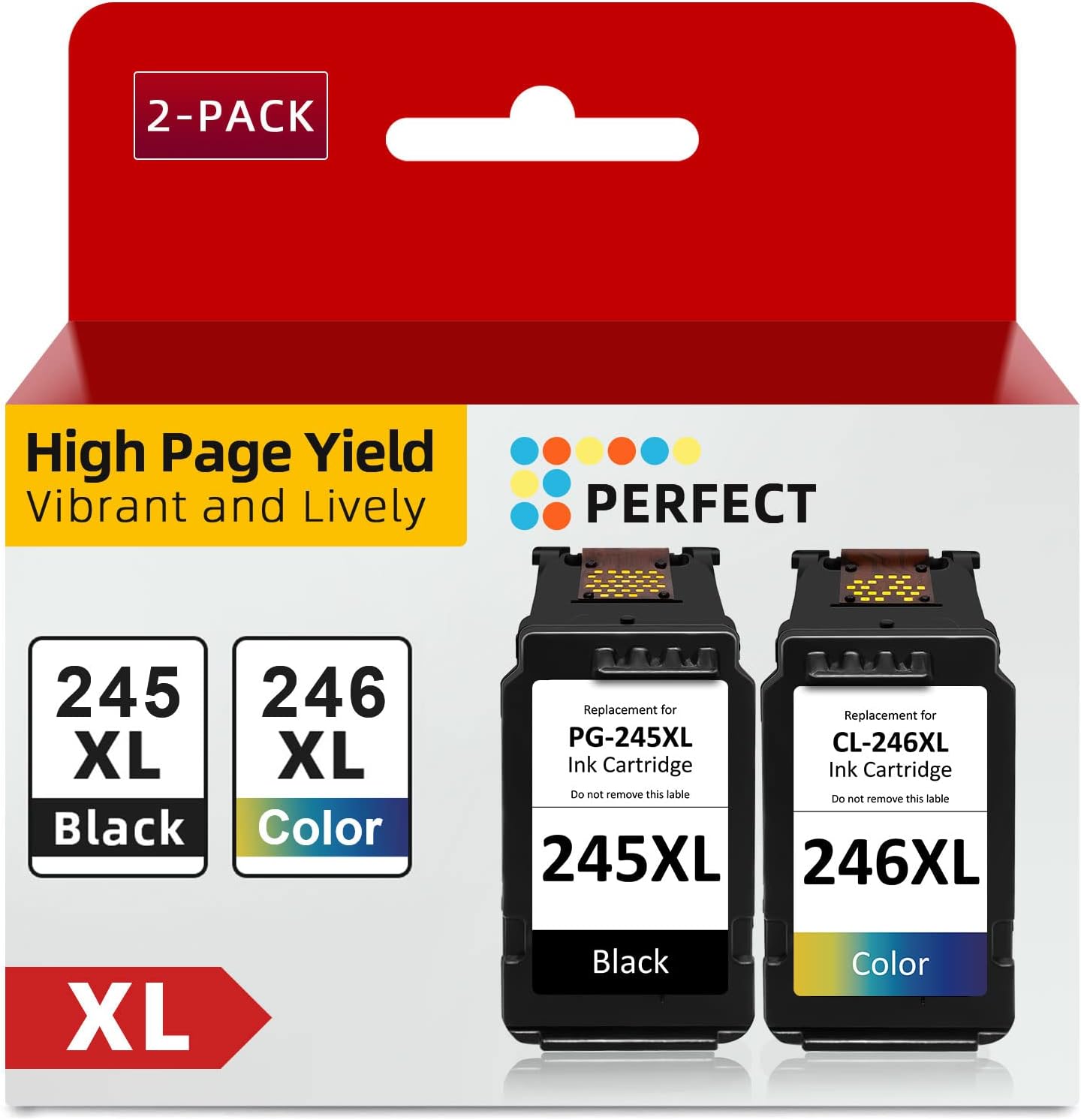 PG245XL CL246XL Ink Cartridges, Replacement for Canon 245 246 245XL