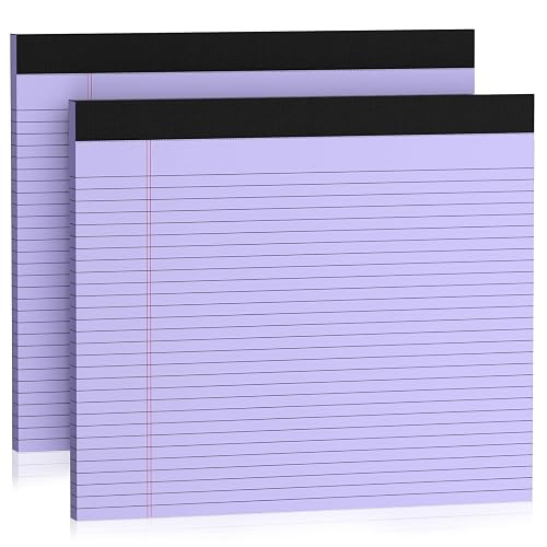 2 Pads Note Pads 11" x 9.5" Legal Pads College Ruled Notepad Micro Perforated Writing Pads Purple Lined Paper 80GSM College Ruled Paper Pad of Paper 30 Sheets Notebook for School, To-Do Lists, Office