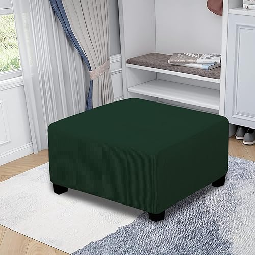 Vista 277 de Easy-Going - Funda elástica para taburete otomano, funda protectora para muebles, funda rectangular con parte inferior elástica Beige