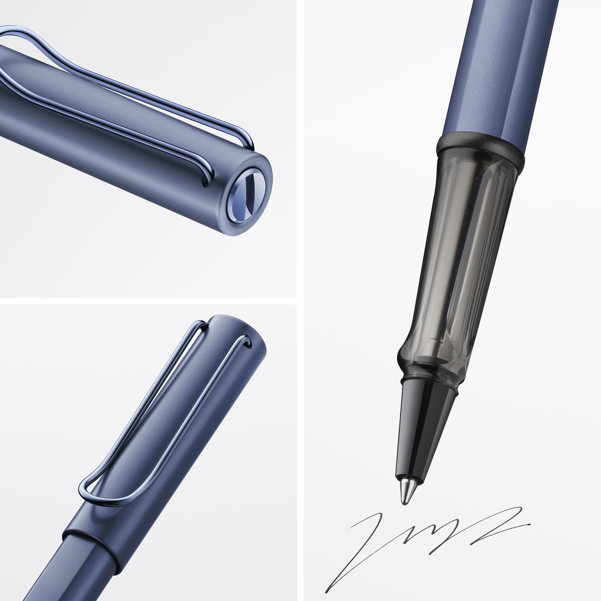 Lamy Lx blue Tintenroller in Strichbreite M | Lamy Tintenroller mit ergonomischem Griff & Aluminiumgehäuse - mit Tintenrollermine M 63 in schwarz & Metalletui