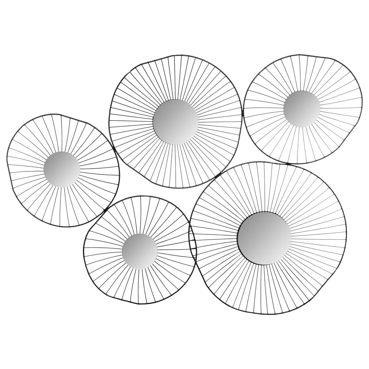 ATMOSPHERA CREATEUR D'INTERIEUR DECORACIÓN DE Pared 5 Espejos con Revestimiento EN Negro L. 79 x P. 3,5 x A. 60,5 cm