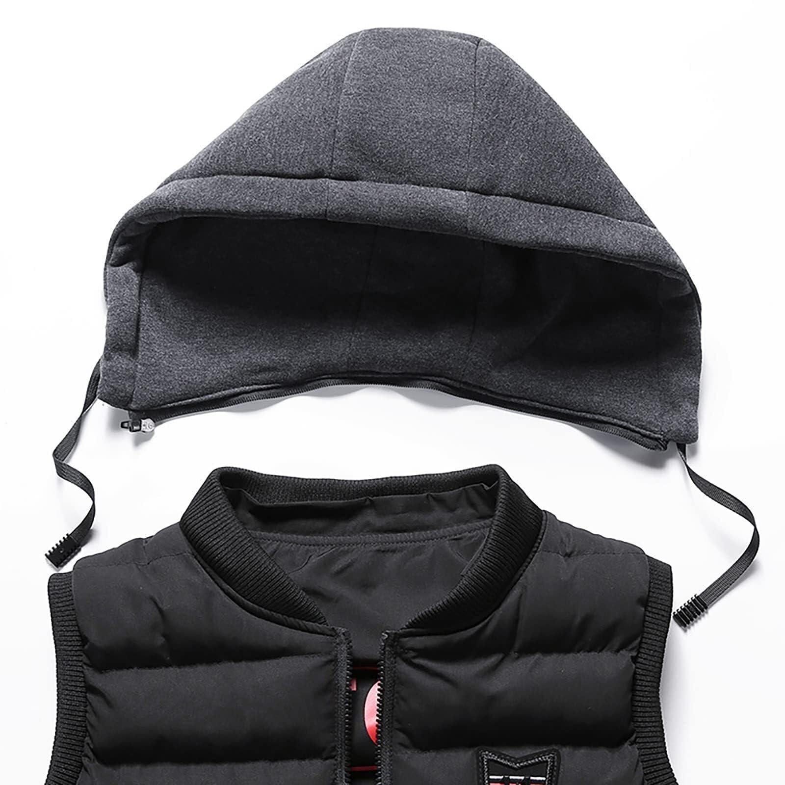 Ciepła Kamizelka Outdoorowa Męska Kamizelka Puchowa Zimowa Pikowana Kurtka Bez Rękawów Z Odpinanym Kapturem Bodywarmer