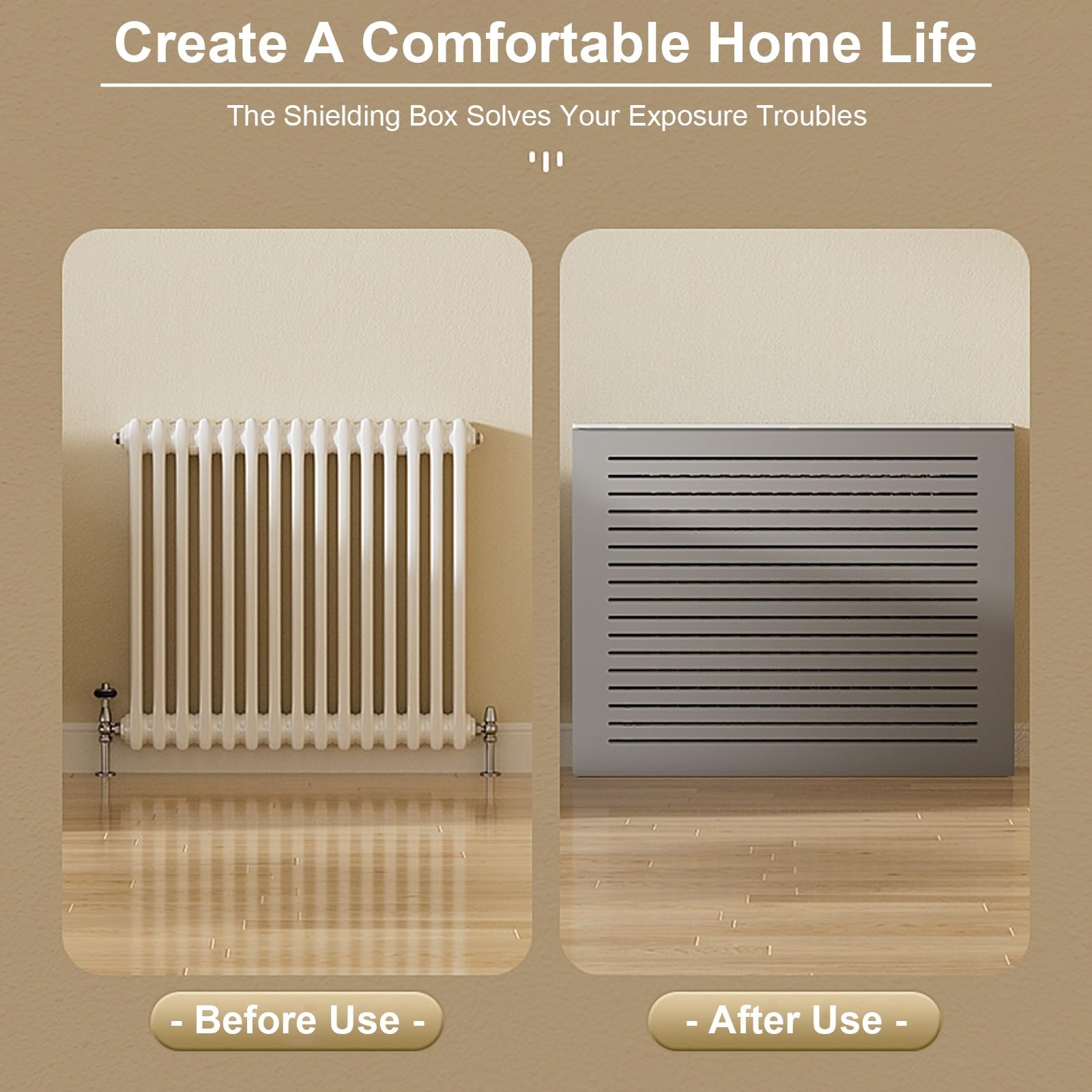Moderne Heizkörperverkleidung mit Sto-Regal, PVC-Schrank für Wohnzimmer, Schlafzimmer und Flur, einfache Installation, stabiles Design, 80 x 70 x 25 cm