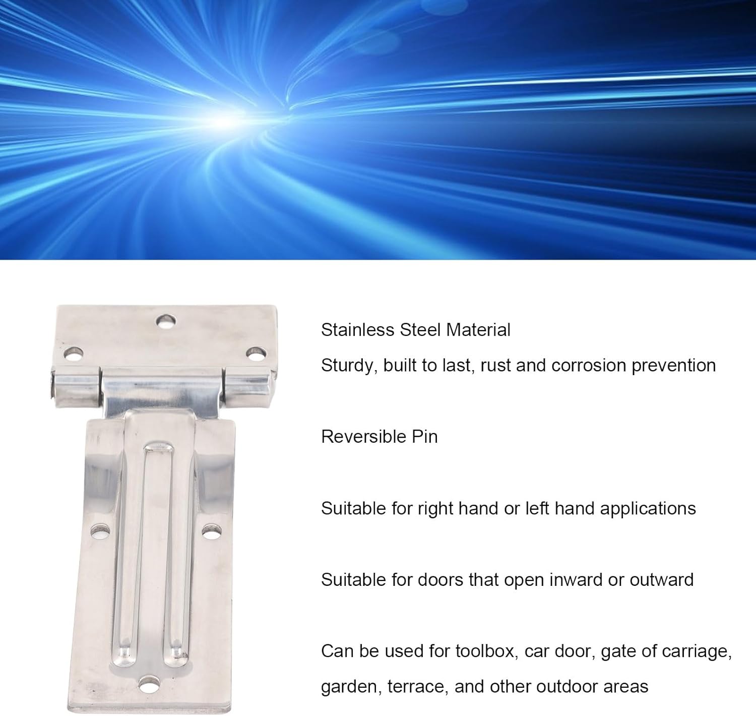 T Hinge Stainless Steel Reversible Hinge, Tool Box Hinge with Rust Prevention, Heavy Duty T Hinge for Carriage Door Gate Toolbox Outdoor Use, Secure and Stable Connection