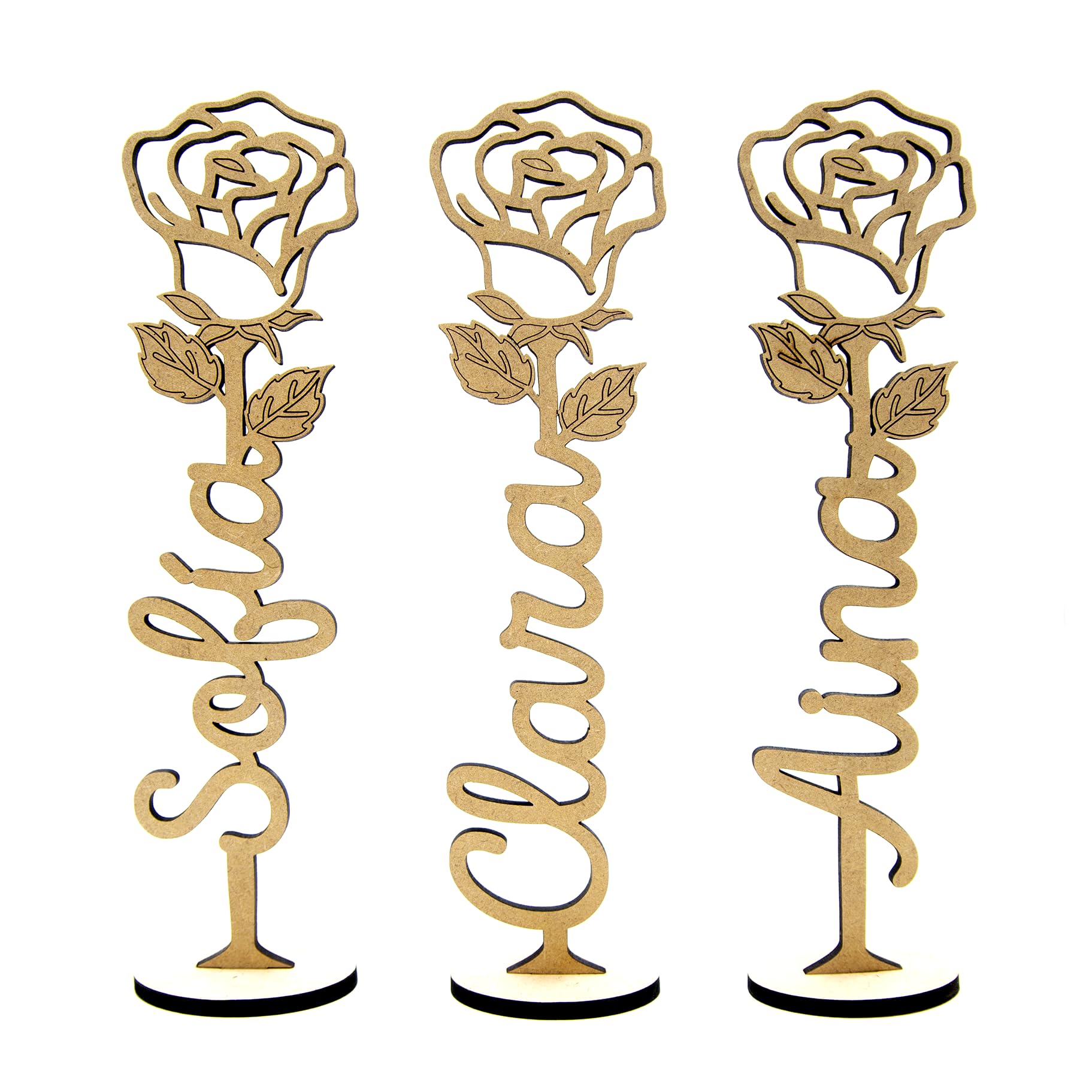Rosa de Madera Personalizada - Regalo Original para San Valentín, Día de la Madre, Día del Libro, Día de la Mujer, Sant Jordi, Aniversario - Personalizado con Nombre o Palabra- 25 Cm