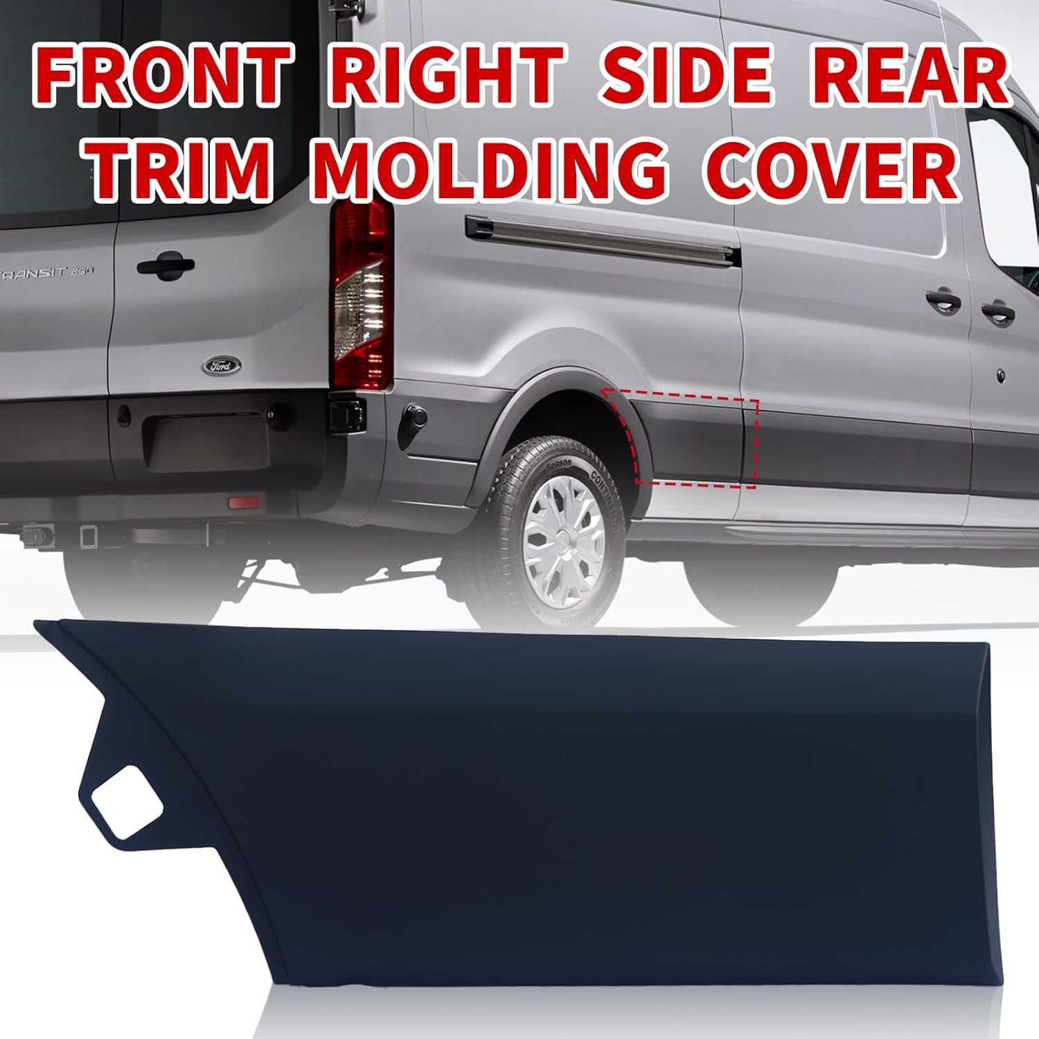 Rear Side Body Trim Molding for Transit 150 250 350 350HD 2015-2024, 148WB and 148WB EXT Single Rear Wheel Lower Panel Cover Accessories, Passenger Right Side, 1PC