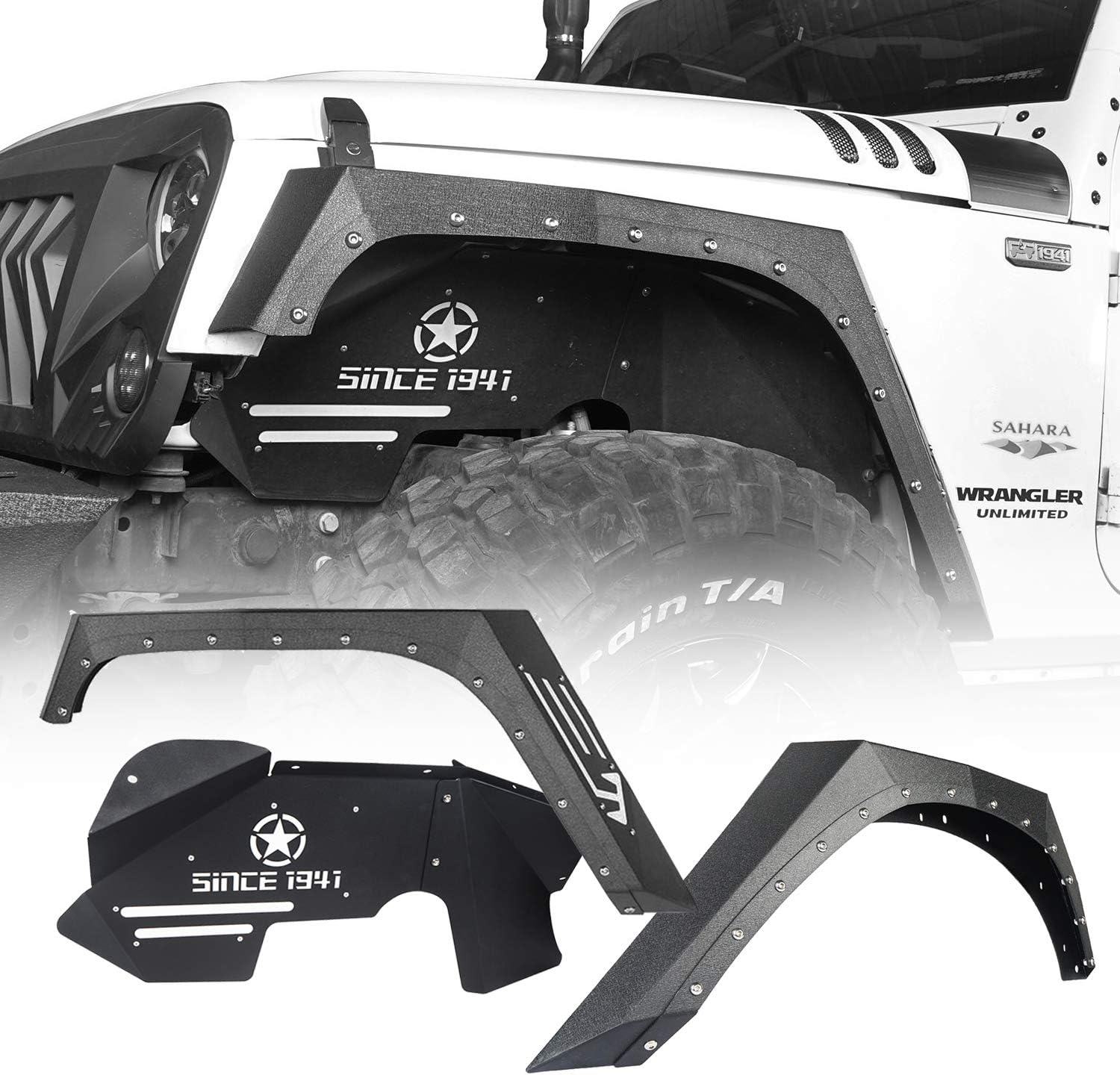 Buy Hooke Road Armor Style Fender Flares Front Inner Fender Liners Kit