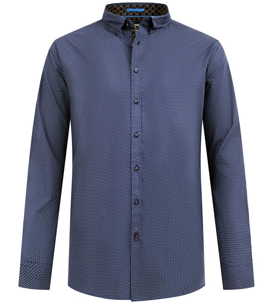 D555 Micro Blue Shirt With Concealed Button Down Collar, Navy, Size 3Xl, Men