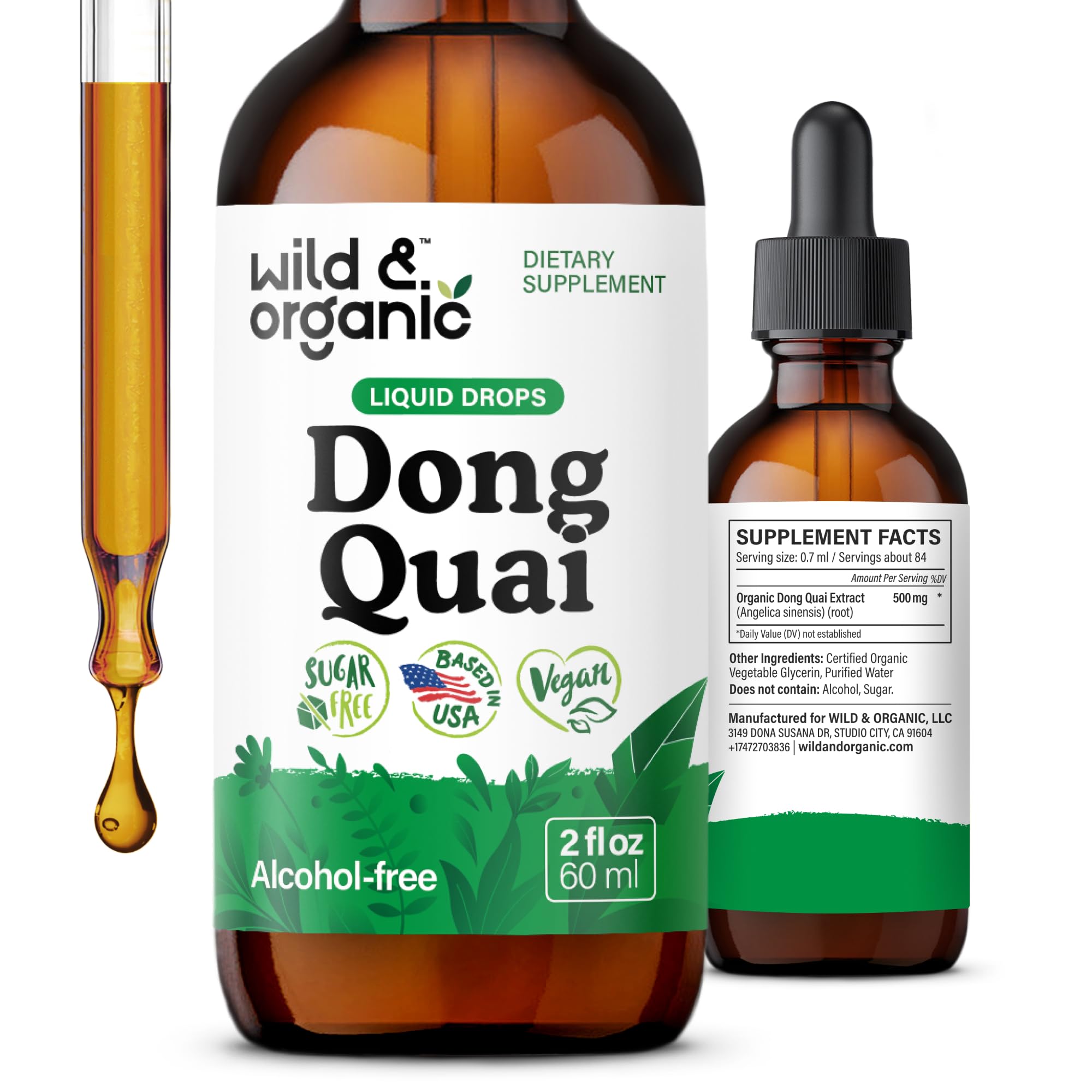 Wild & Organic Dong Quai Tincture - Menopause Supplements for Women - 2 oz 2 Fl Oz (Pack of 1)