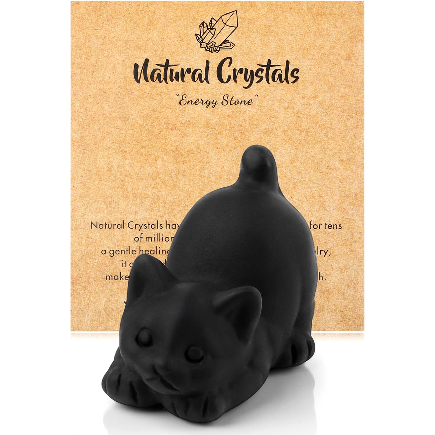 GUJOXILA 2" Matte Black Obsidian Healing Cryatal Black Cat Ornaments Gifts for women Cat Lover Cats Themed Statue Figurine Witchy Lucky Presents Office Desk Home Decor