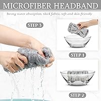 Vista 5 de Diadema de toalla de 3 piezas para mujer, diadema de maquillaje para lavar la cara, maquillaje de spa, diadema de microfibra con lazo para la ducha