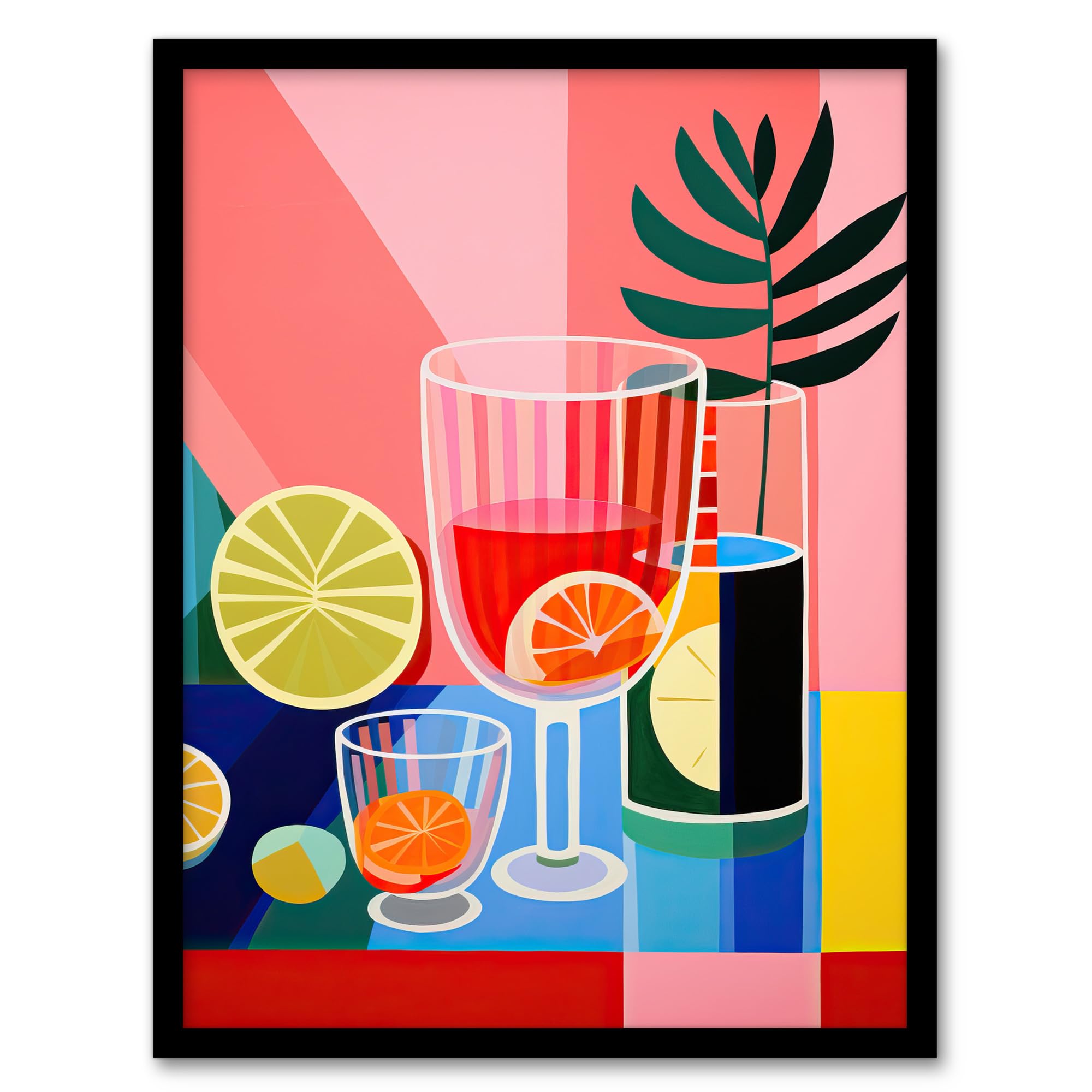 Wee Blue Coo Matisse Style Mocktails Fruit Drinks Kitchen Artwork Framed Wall Art Print A4