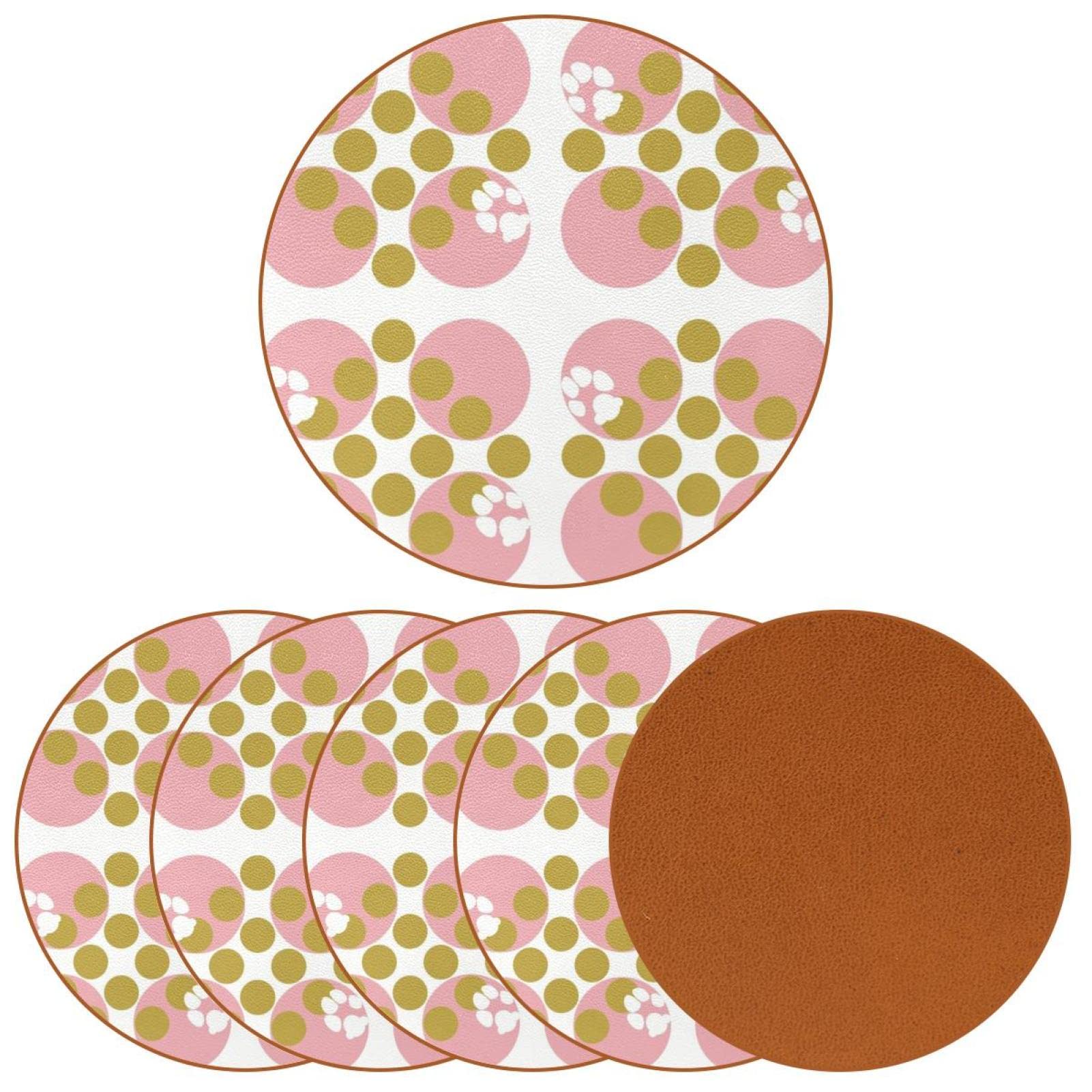 Runde Untersetzer mit geometrischem Muster, 6 Stück, Tischschutzmatte für Weingläser, Tassen und Tassen, wiederverwendbar im Büro, Küche, Bar, 10,9 cm