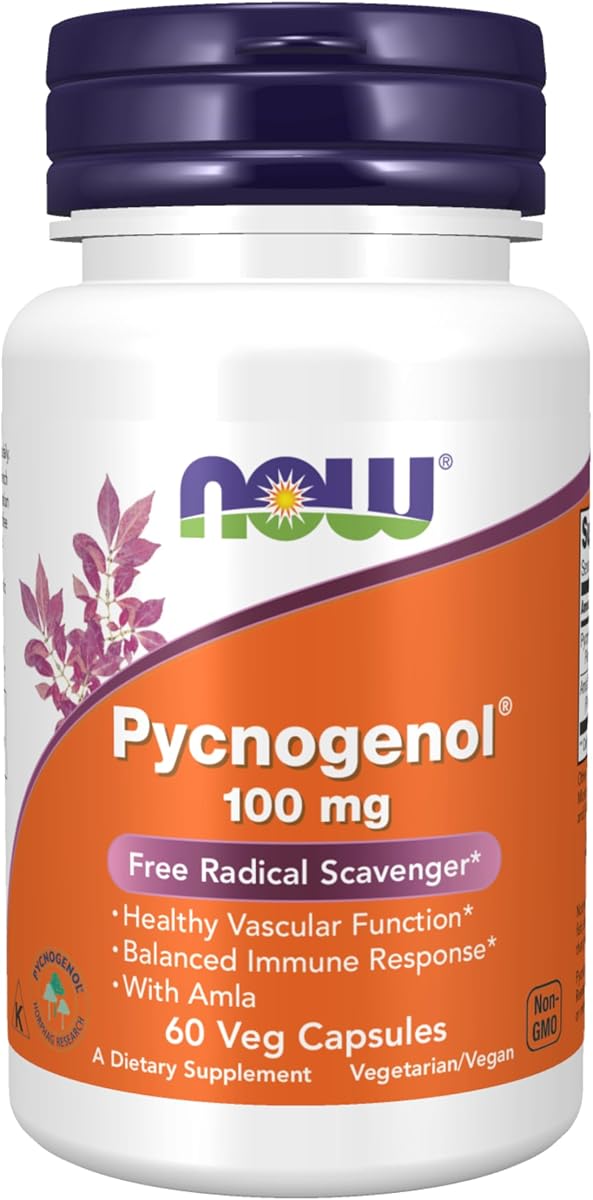 NOW Supplements, Pycnogenol 100 mg with Amla, 60 Veg Caps