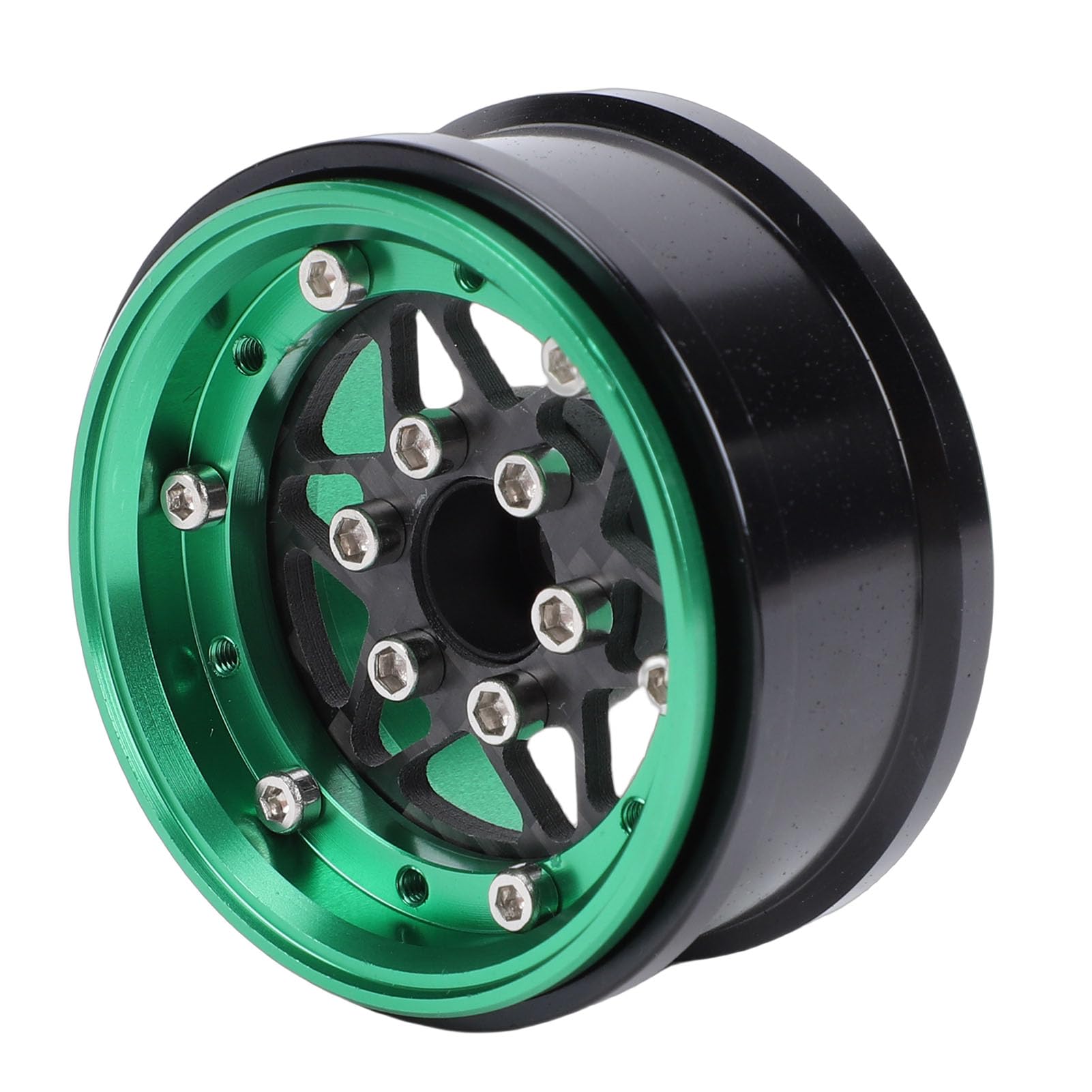 4 Llantas de Aleación de Aluminio RC Crawler, Ruedas 1.9 Beadlock Ligeras Mecanizadas CNC con Fijación de Tornillo de 4 Agujeros para 1/10 Axial SCX10 Wraith RC Crawler (Green)