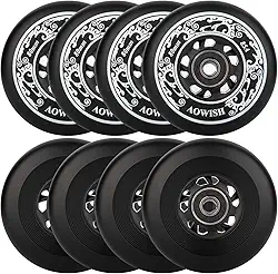 Rodas de skate em linha 85A para ambientes externos com fórmulas de asfalto Hóquei Roda de substituição com rolamentos ABEC-9 e espaçadores flutuantes (pacote com 8)