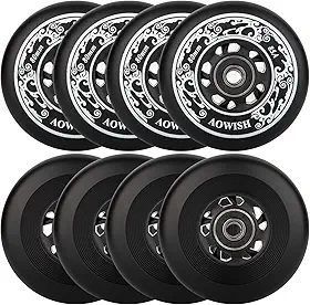 Rodas de skate em linha 85A para ambientes externos com fórmulas de asfalto Hóquei Roda de substituição com rolamentos ABEC-9 e espaçadores flutuantes (pacote com 8)