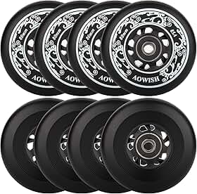 Rodas de skate em linha 85A para ambientes externos com fórmulas de asfalto Hóquei Roda de substituição com rolamentos ABEC-9 e espaçadores flutuantes (pacote com 8)