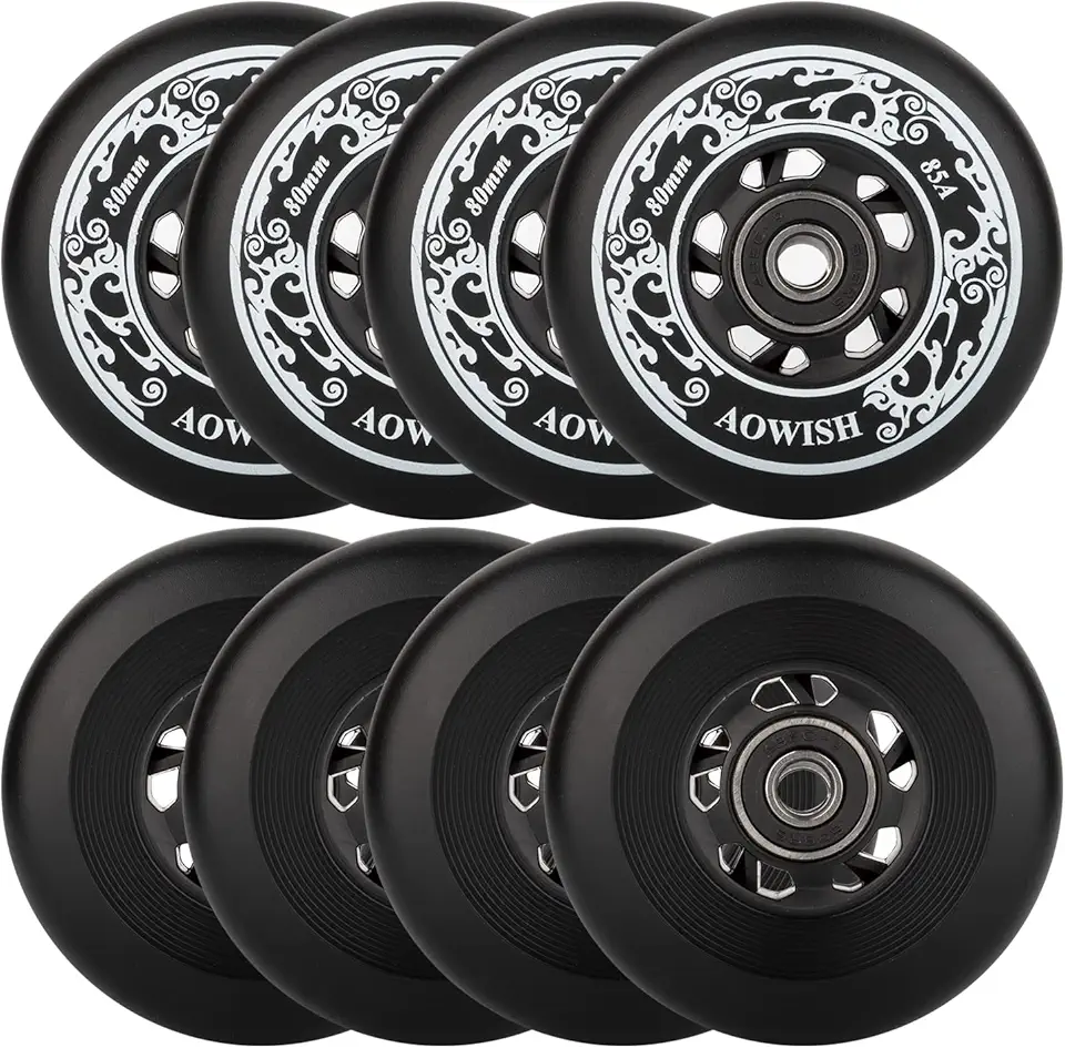 Rodas de skate em linha 85A para ambientes externos com fórmulas de asfalto Hóquei Roda de substituição com rolamentos ABEC-9 e espaçadores flutuantes (pacote com 8)