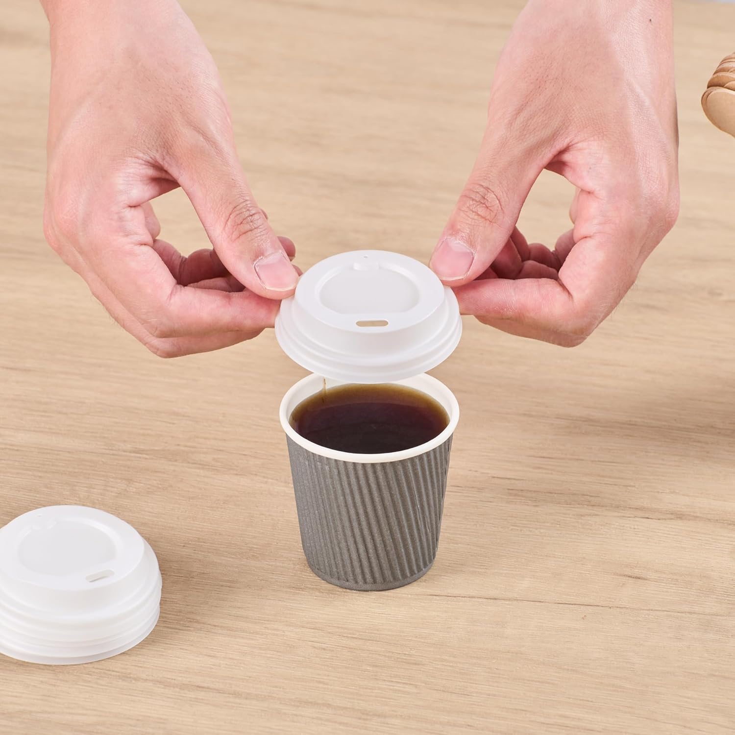 LIDS ONLY: Basic Nature Compostable Coffee Cup Lids, 500 Disposable Hot Beverage Cup Lids - Cups Sold Separately, Fits 4 Ounce Cups, White PLA Plastic Cup Lids, BPI-Certified - Restaurantware