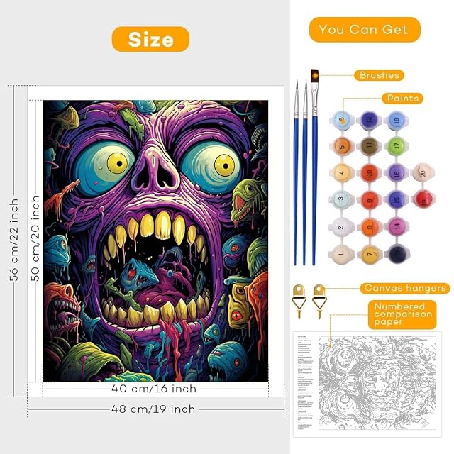 Foto 2 de 7 de TANGFEIY Kit de pintura al óleo sobre lienzo, monstruo de color