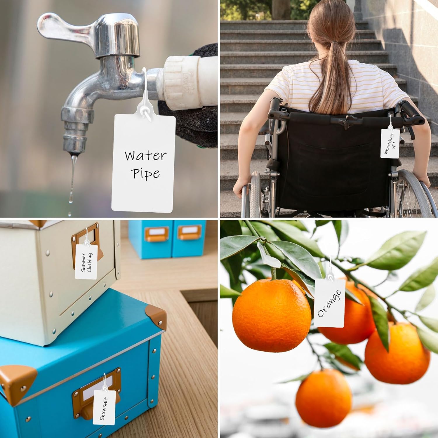 100 Plastic Waterproof Shipping Tags with One Marker Pen (White) - Image 6