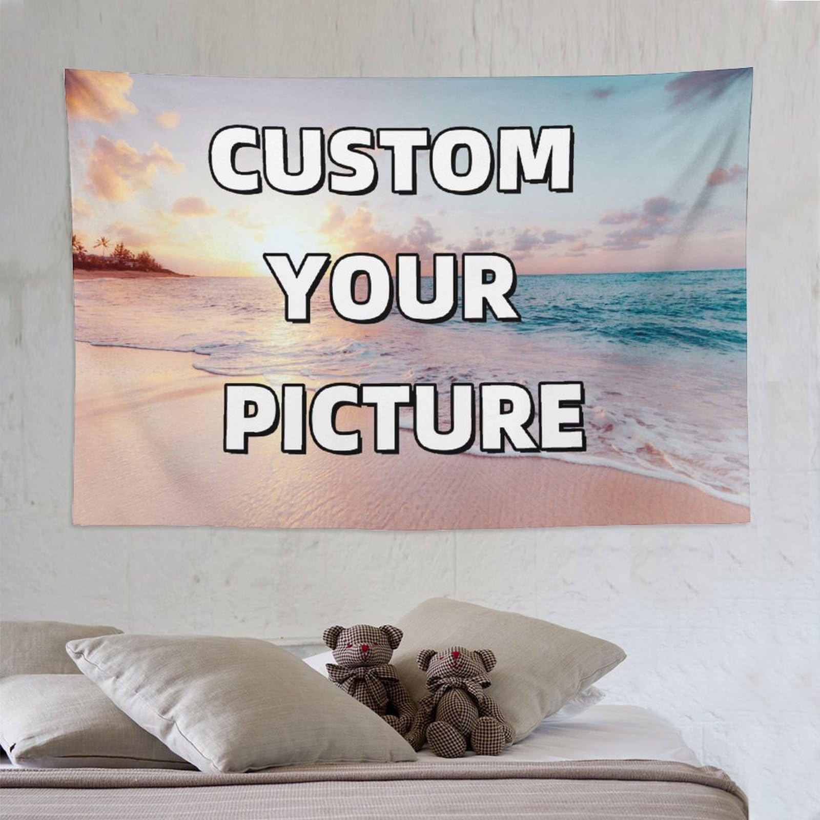 TNFHSOFT Custom Tapestry Upload Images - Personalized Backdrop with Name And Photo Customized Wall Hanging, Customized Tapestry Flag Poster Banner for Bedroom/Wedding/Birthday Party/Gift