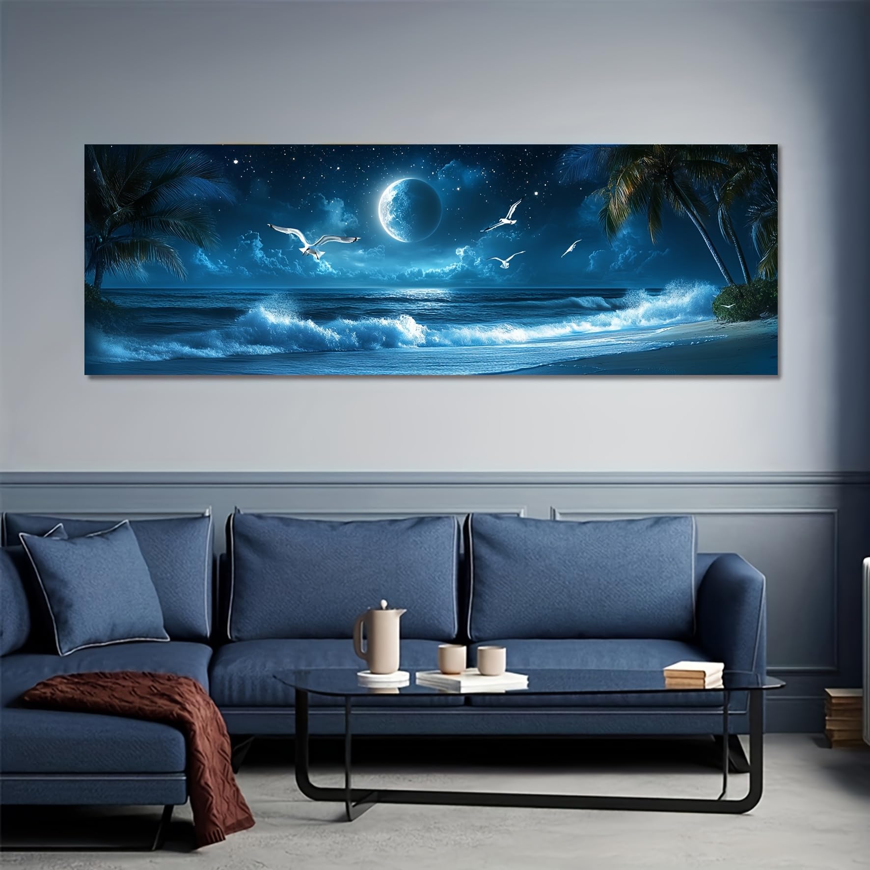 Cuadro de cielo nocturno 20x60cm sin marco para decoración de salones modernos con encanto