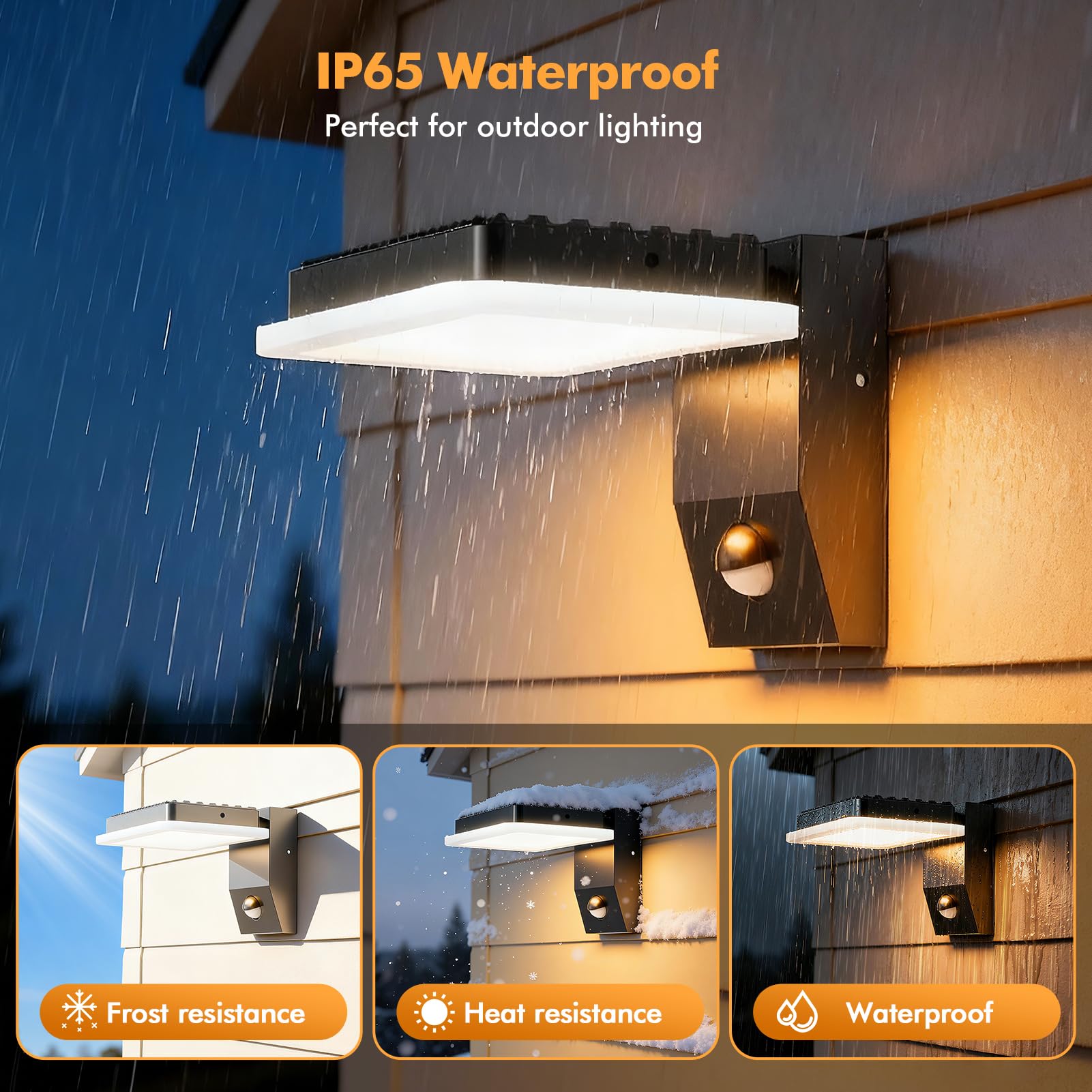 papasbox Lampa ścienna LED do użytku na zewnątrz, z czujnikiem ruchu, wodoszczelność IP65, zewnętrzna lampa ścienna