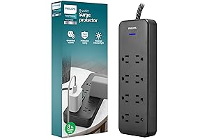 EZFit 8-Outlet Surge Protector Power Strip, Optimized for Home, Office, and Dorm