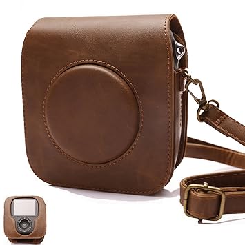 Hellohelio Classic Vintage PU Leather Compact Bag with Adjustable Shoulder Strap for Fujifilm Instax Square SQ10 Camera (Brown)