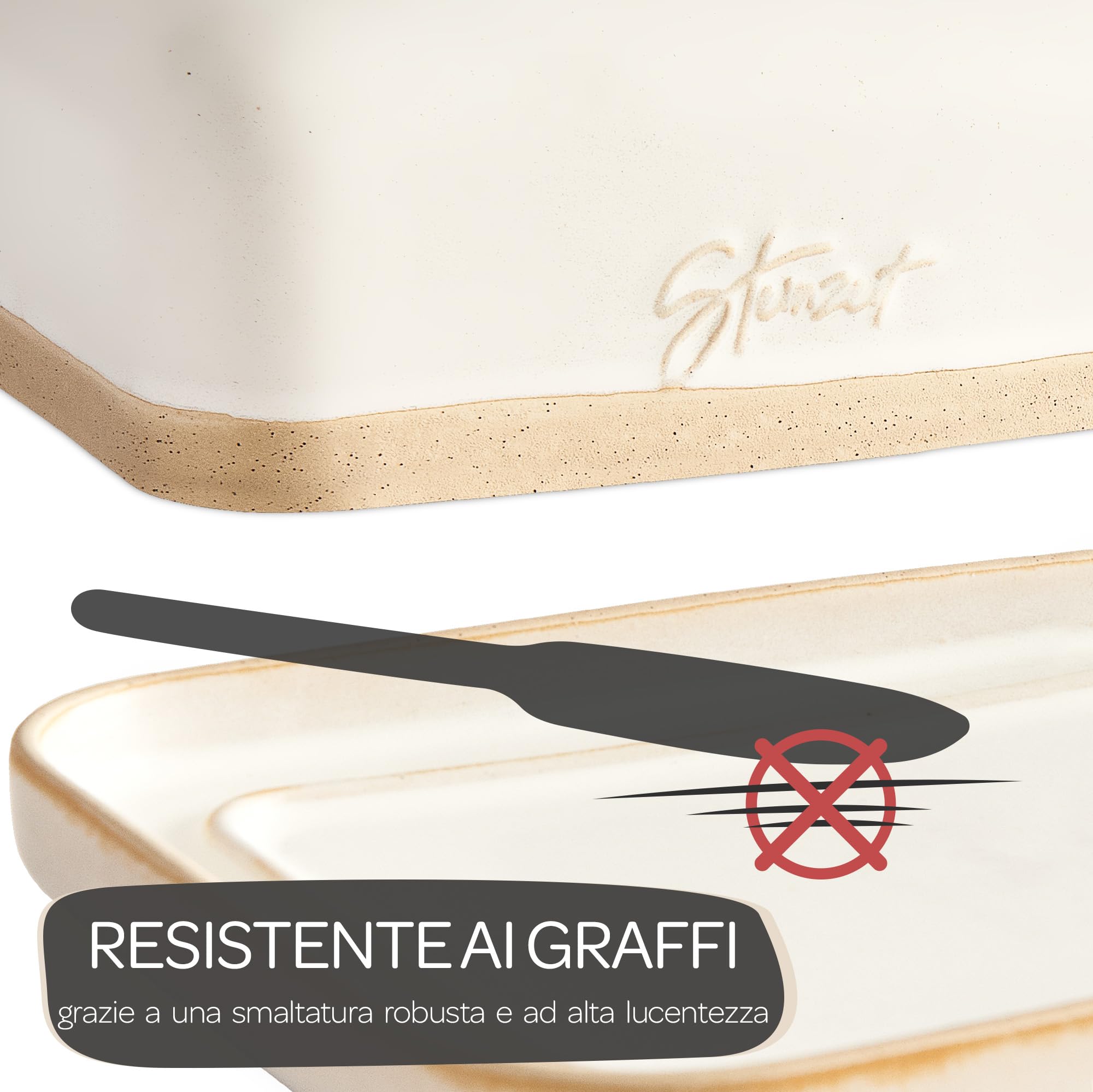 Steinzeit Burriera Design - Porta burro da frigorifero - burriera in ceramica per tutti i tipi di burro comuni (250 g) - Piatto per burro adatto alla lavastoviglie - portaburro da frigo