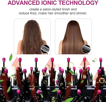 Hot Air Brush 4 in 1 Hair Dryer Brush 3 Temperatures 2 Speeds Comfortable Grip Volumizing Dryer for Curling/Straightening Hair One-Step Electric Heated Brush