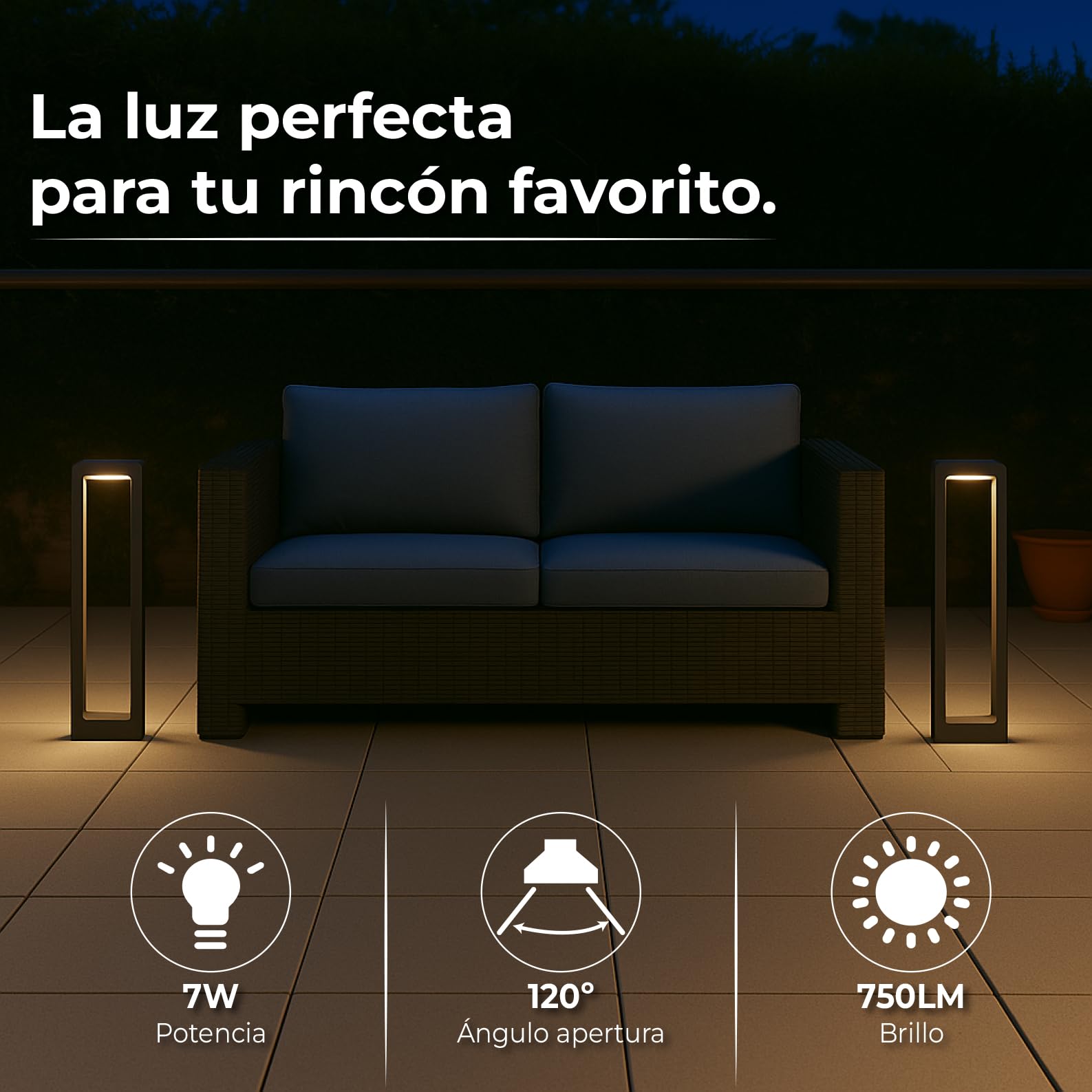LED ATOMANT 2x Baliza LED Jardin 7W Color Luz Fria 750lm IP67 Metal Negro | Color Blanco Frio 6500K