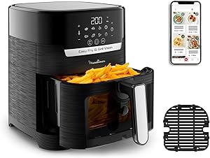 Moulinex Easy Fry & Grill Vision 4.2 L – Freidora de aire y grill con ventana, ahorro energético 70%, cocina rápida, 10 funciones, tecnología extra crisp, color negro, EZ5068